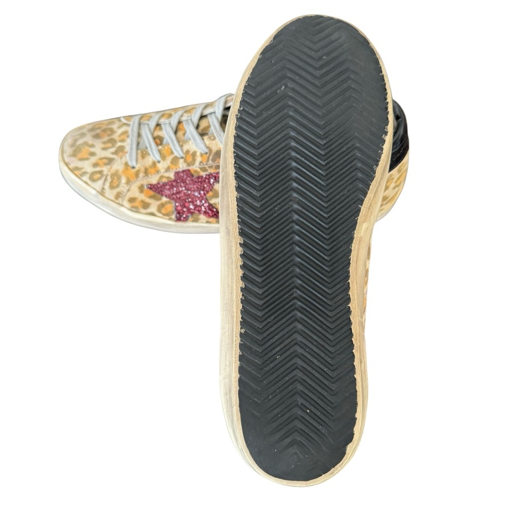Golden Goose Super Star Glitter Leopard Print Leather Sneakers - Picture 14 of 17